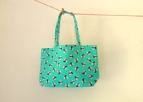 SALE!1000→800円★パンダのプチ手提げ＊ブルーグリーン