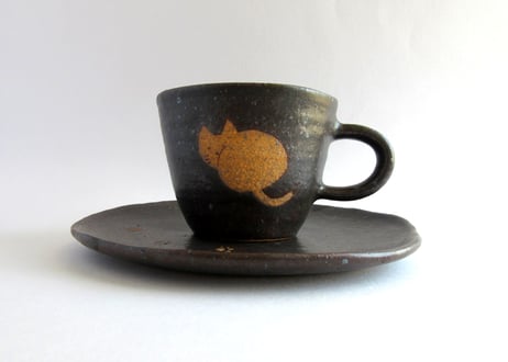 桃窯　猫のコーヒーカップC