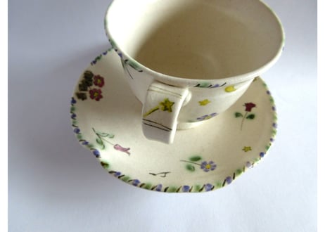 早川ゆかこ　コーヒーカップ＊猫とお花とお月さまB