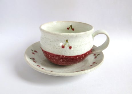 巌陶房 小さなさくらんぼ柄 コーヒーカップA
