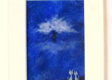 かつきかずお 額装絵画＊夜桜をふたりで