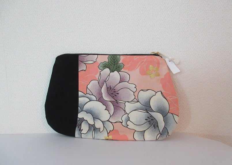 黒猫の和柄ポーチ オレンジ☆1200円→950円！ | コーヒー豆と