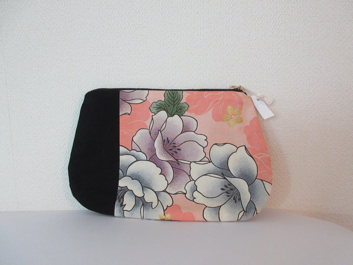 黒猫の和柄ポーチ オレンジ☆1200円→950円！ | コーヒー豆と雑貨の店
