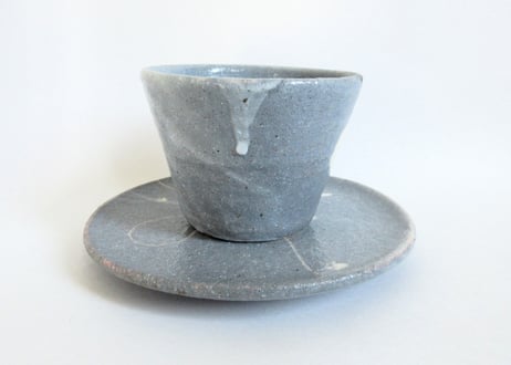 桃窯＊ラベンダー色 ネコのコーヒーカップC
