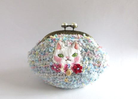 atelierHASU がまぐちポーチ＊うすいブルー