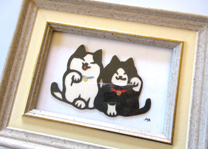 ス*ル様 【原画】切り絵『スコティッシュフォールド』　アート　絵画　額縁　猫　イ ス*ル様 【原画】切り絵『スコティッシュフォールド』 アート 絵画