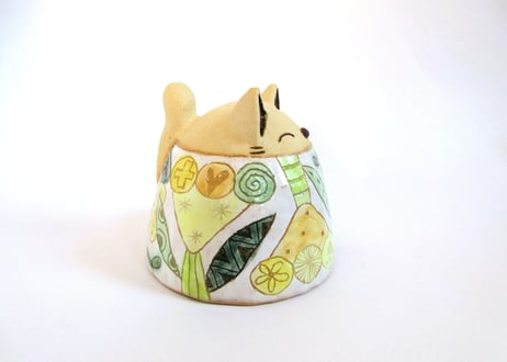 安藤喜代子 パッチワーク猫のカップ＊イエロー