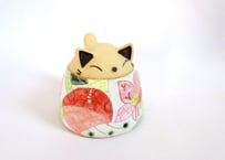 安藤喜代子 パッチワーク猫のカップ＊ピンクＡ