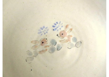 樫村恭子 うさぎと野の花の大きな丸皿A