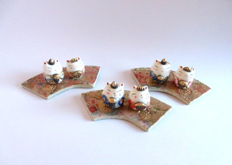 豊大窯 台付き・友禅豆雛C | コーヒー豆と雑貨の店 豆ねこ