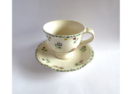 早川ゆかこ　コーヒーカップ＊猫とお花とお月さまD