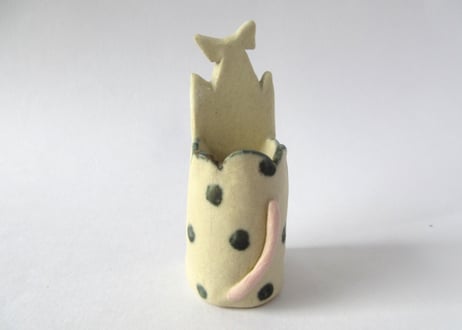 工房113 阪井ひとみ いい夢みてね＊ネコ花器 ピンク