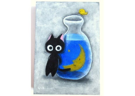 かつきかずお 額装絵画＊ボクだけの青い夜＊