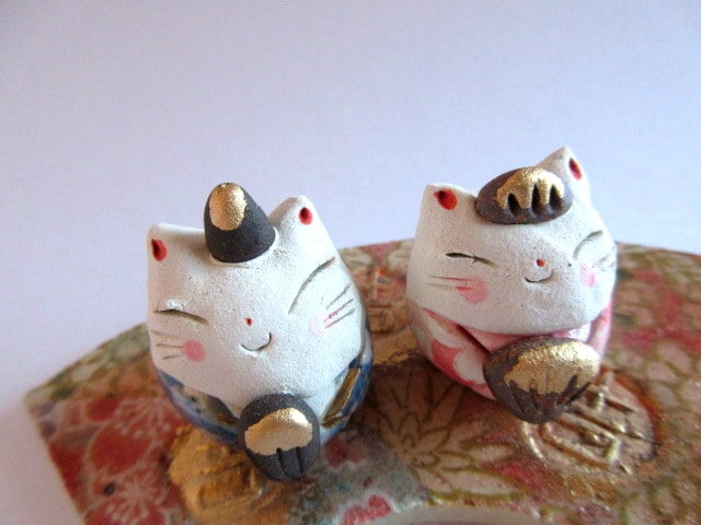 豊大窯 台付き・友禅豆雛C | コーヒー豆と雑貨の店 豆ねこ