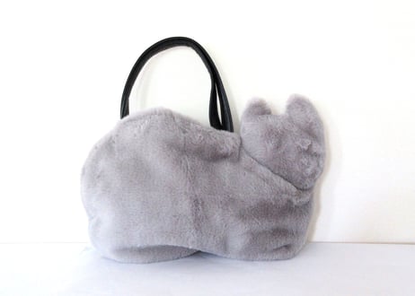 ふわふわファーのネコバッグ＊ロシアンブルー