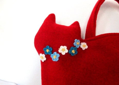 お花ネックレス猫バッグ＊カーディナルレッドA