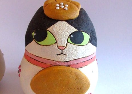 古谷萌仁香　猫のお雛様・小＊ハチワレ猫＊箱付