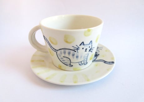 草舟 猫のコーヒーカップ＆ソーサーE