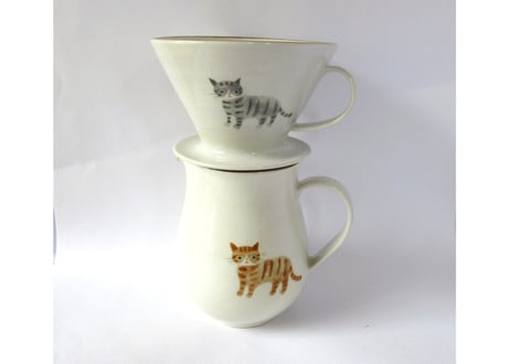 ヒロロ工房　猫のドリッパーセット  のぞき猫＊チャトラ猫とサバトラ猫