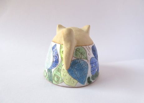 安藤喜代子 パッチワーク猫のカップ＊ブルーC