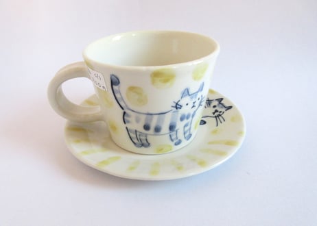 草舟 猫のコーヒーカップ＆ソーサーB