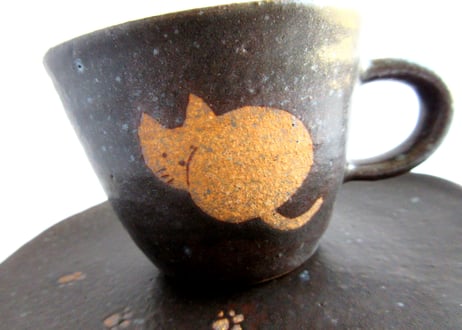 桃窯　猫のコーヒーカップC