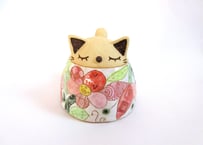 安藤喜代子 パッチワーク猫のカップ＊ピンクD