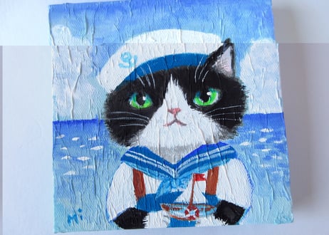 なつめみちこ 原画　海の猫【セーラー猫】