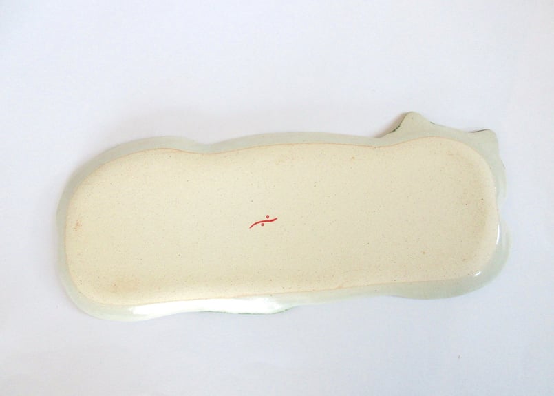 森恭 ネコの長いお皿＊グリーンB | コーヒー豆と雑貨の店 豆ねこ