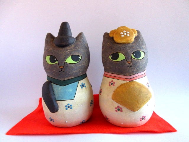 楽天市場】猫 雛人形の通販 猫のお雛様 ねこ陶雛【大】立ち雛 ♡m(=✧ω