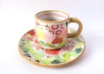安藤喜代子　パッチワークネコのコーヒーカップ＊ピンクD