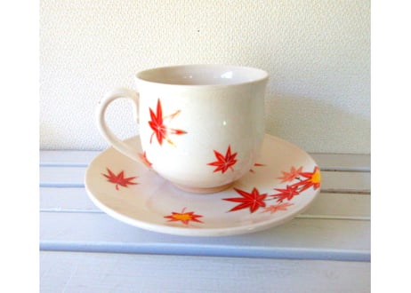 京焼・小手鞠窯 コーヒーカップ紅葉＊ミケとトラ