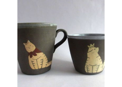 つぐみ製陶所 　猫のフリーカップ＊エキゾチック2