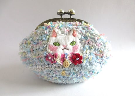 atelierHASU がまぐちポーチ＊うすいブルー