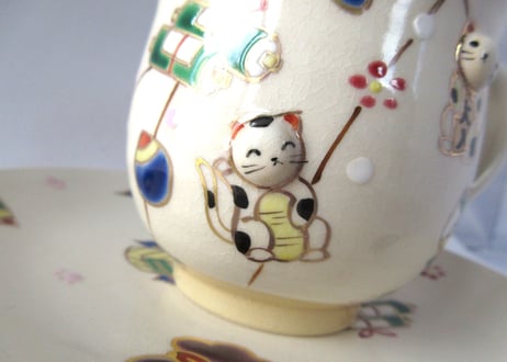 京焼・小手鞠窯 コーヒーカップ＊招き猫
