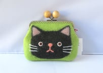 haruru＊woolfelt　がま口ポーチ　グリーン