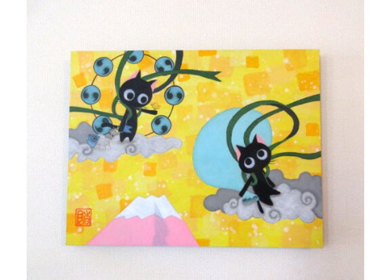 ふーか絵画3点 2023年7月製作＊】雷神（F3号） 風神雷神 現代アート