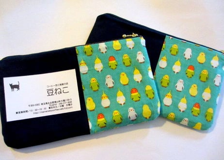 【SALE 1200→1000円！】てぬぐい平ポーチ＊三毛猫（ミケネコ）