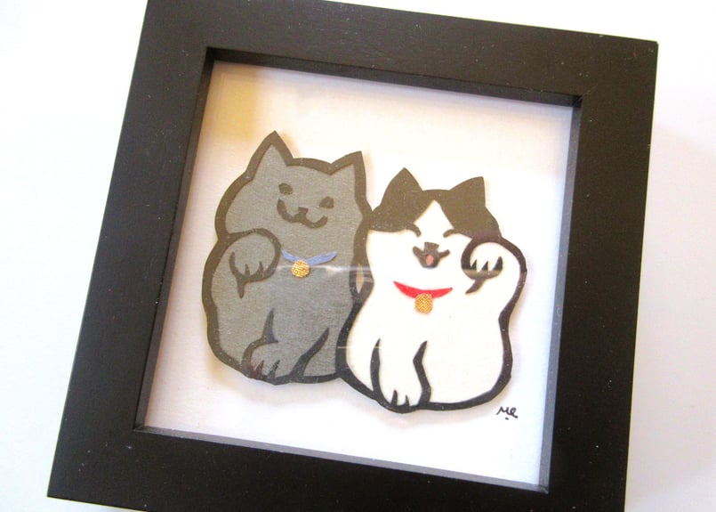 ス*ル様 【原画】切り絵『スコティッシュフォールド』　アート　絵画　額縁　猫　イ ス*ル様 【原画】切り絵『スコティッシュフォールド』 アート 絵画
