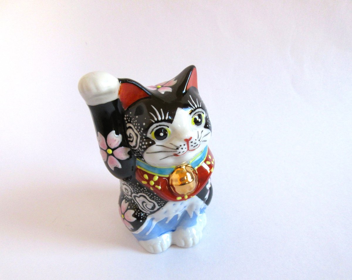 九谷焼 白富士と桜 招き猫 | コーヒー豆と雑貨の店 豆ねこ