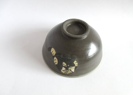 つぐみ製陶所 猫のご飯茶わん＊黒＆茶トラ