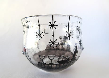 極楽寺がらす工房　kirie 月夜のグラスA 乾杯！