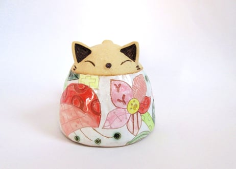 安藤喜代子 パッチワーク猫のカップ＊ピンクＡ