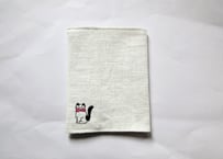 猫の刺繍 リネンブックカバー＊オフホワイトB