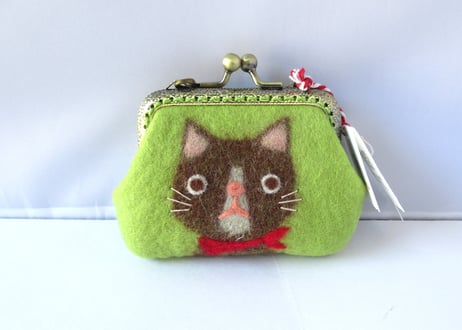 haruru＊woolfelt　しかくがま口M　グリーン