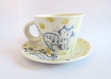 草舟 猫のコーヒーカップ＆ソーサーF