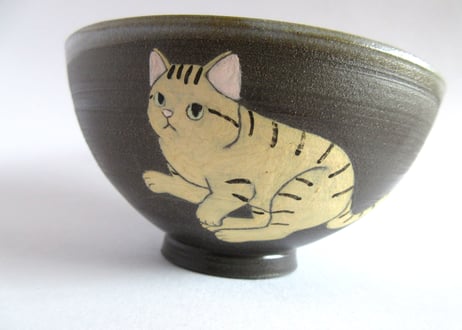 つぐみ製陶所 猫のご飯茶わん＊茶トラA