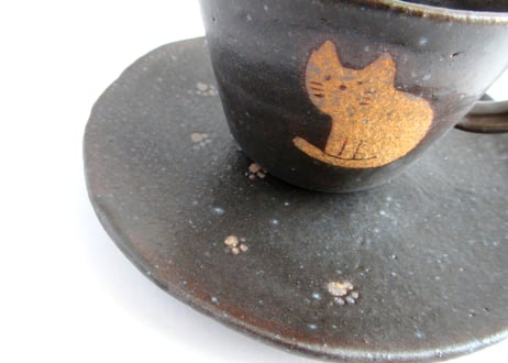 桃窯　猫のコーヒーカップB