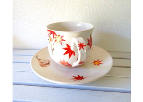 京焼・小手鞠窯 コーヒーカップ紅葉＊ミケとトラ