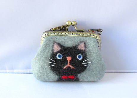 haruru＊woolfelt　しかくがま口M　ブルーグレー
